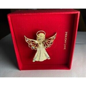 Macy's Holiday Lane Rhinestone Angel Pin